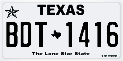 TX license plate BDT1416