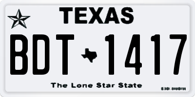 TX license plate BDT1417