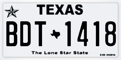 TX license plate BDT1418