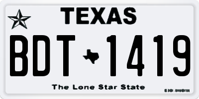 TX license plate BDT1419