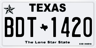 TX license plate BDT1420