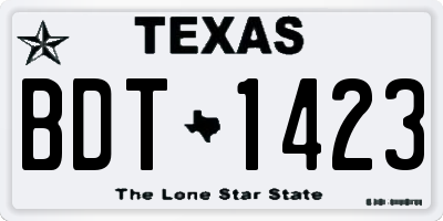 TX license plate BDT1423