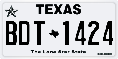 TX license plate BDT1424