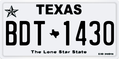 TX license plate BDT1430