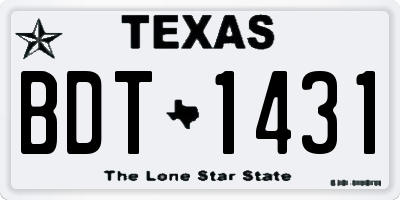 TX license plate BDT1431