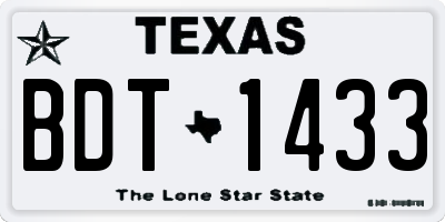 TX license plate BDT1433