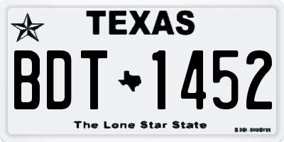 TX license plate BDT1452