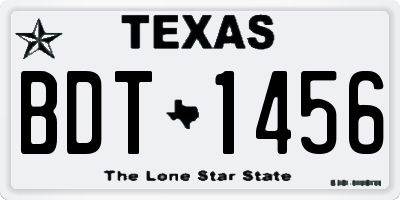 TX license plate BDT1456