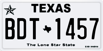 TX license plate BDT1457