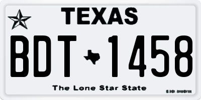 TX license plate BDT1458
