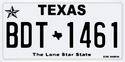 TX license plate BDT1461