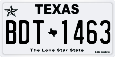 TX license plate BDT1463