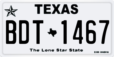 TX license plate BDT1467