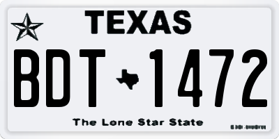 TX license plate BDT1472
