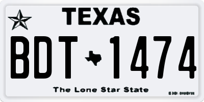 TX license plate BDT1474