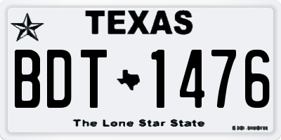TX license plate BDT1476