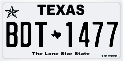 TX license plate BDT1477