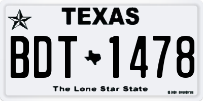 TX license plate BDT1478