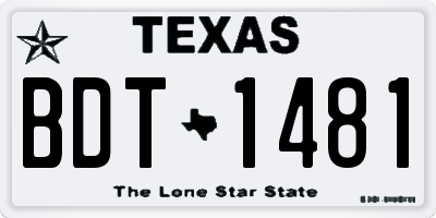 TX license plate BDT1481