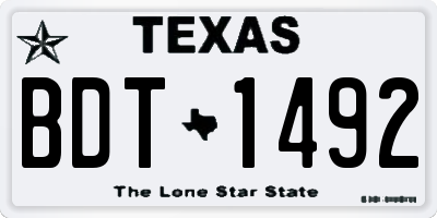 TX license plate BDT1492
