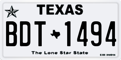 TX license plate BDT1494