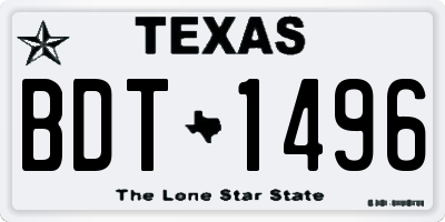 TX license plate BDT1496
