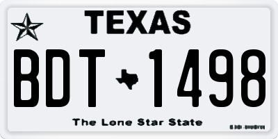 TX license plate BDT1498