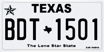TX license plate BDT1501