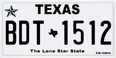 TX license plate BDT1512