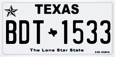 TX license plate BDT1533