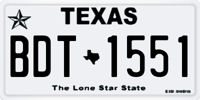 TX license plate BDT1551