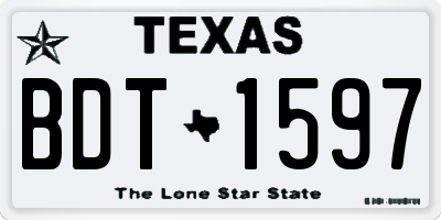 TX license plate BDT1597