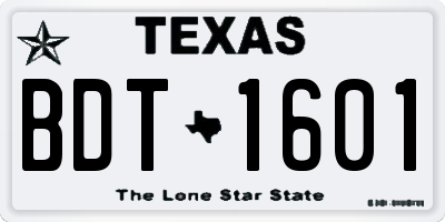 TX license plate BDT1601