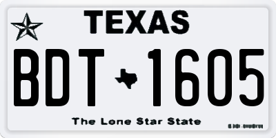 TX license plate BDT1605