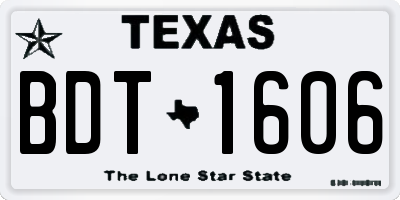 TX license plate BDT1606