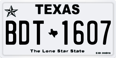 TX license plate BDT1607