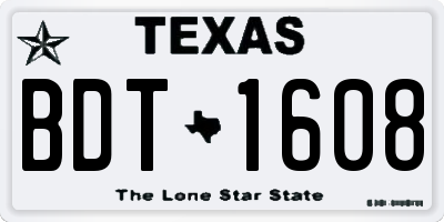 TX license plate BDT1608