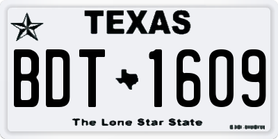 TX license plate BDT1609