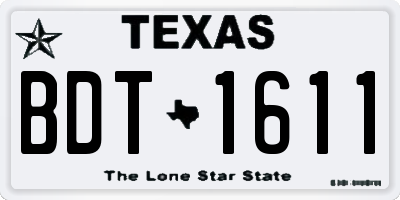 TX license plate BDT1611