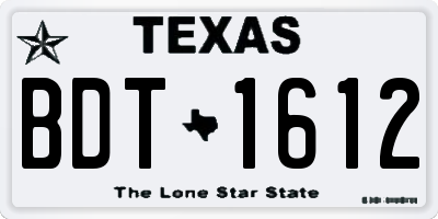 TX license plate BDT1612