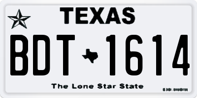 TX license plate BDT1614