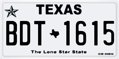 TX license plate BDT1615