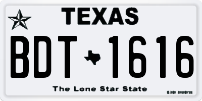 TX license plate BDT1616