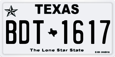 TX license plate BDT1617