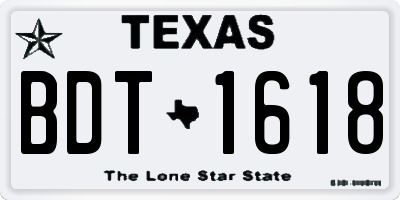 TX license plate BDT1618