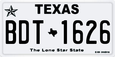 TX license plate BDT1626