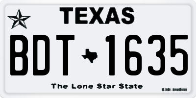 TX license plate BDT1635