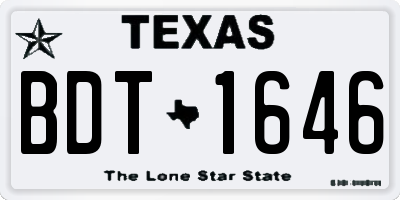 TX license plate BDT1646