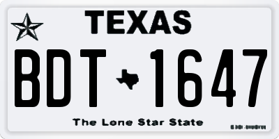 TX license plate BDT1647