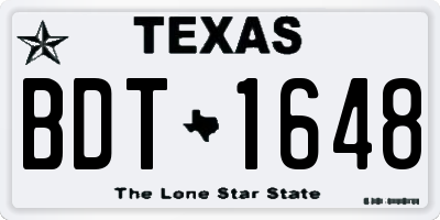 TX license plate BDT1648